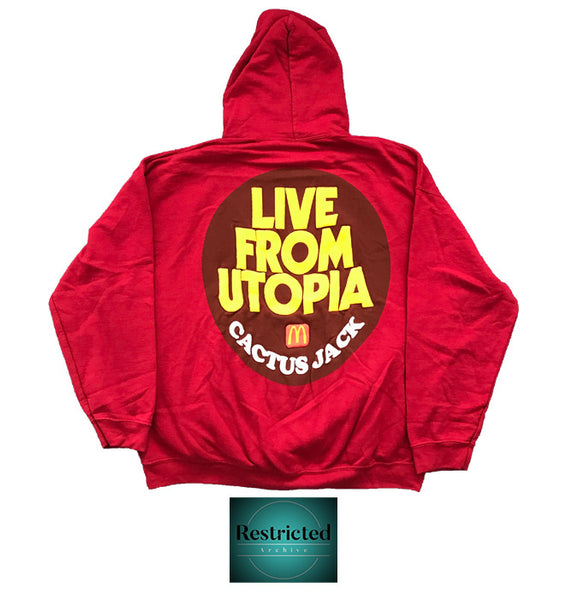 Cactus Jack X McDonald´s Live From Utopia Sticker Hoodie in Red