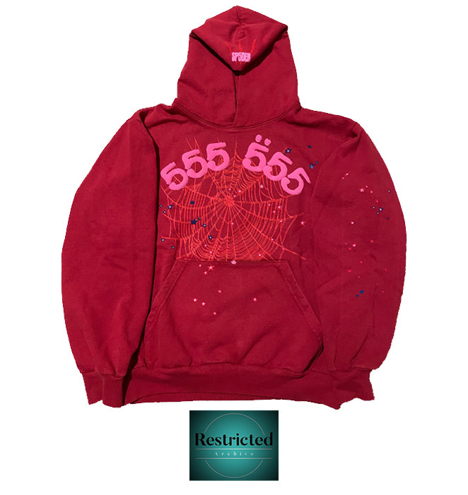 SP5DER Angel Number Hoodie in Merlot