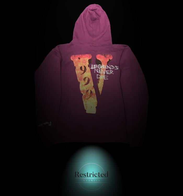 Juice wrld x vlone legends never die hoodie purple Clearance